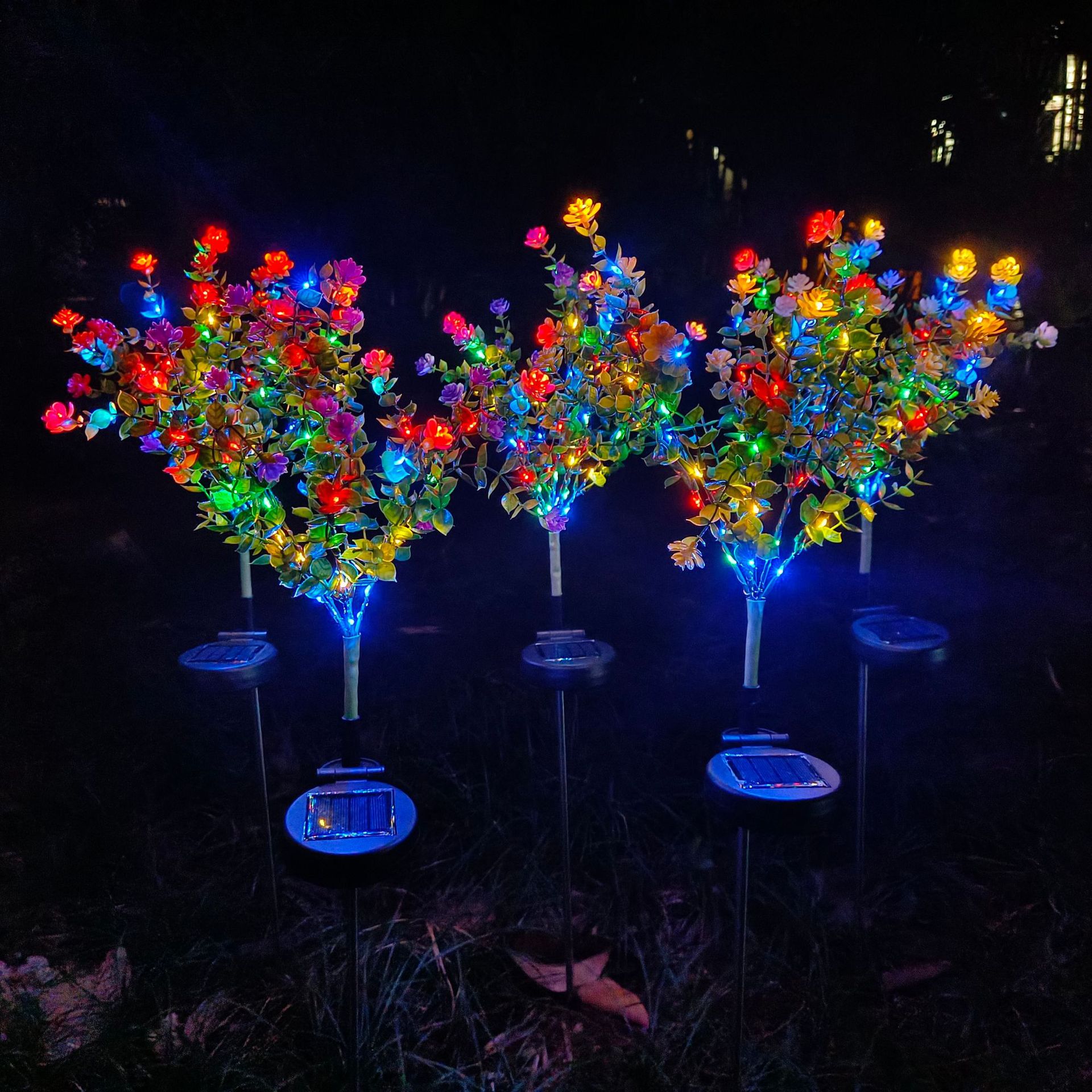 2 Model Outdoor LED Solar Light RGB Color Eucalyptus Garden Flower Decorative Lamp Solar Power Orchid Yard Lawn Path Wedding